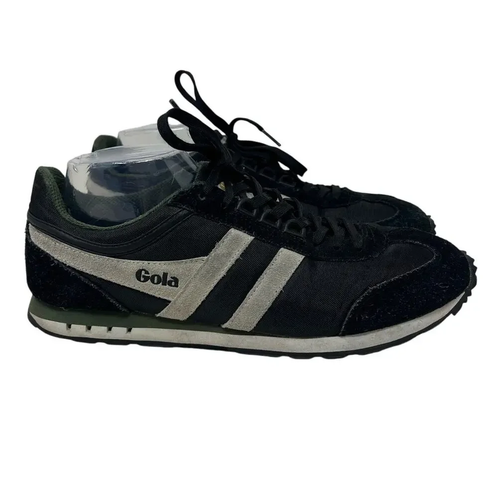 Men's Gola Boston CMA297 Black Green Trainers Low Top Sneakers 9